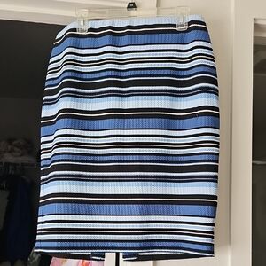 Elegant Striped Blue and Black Pencil Skirt